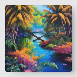 Reloj Cuadrado Paraíso tropical II