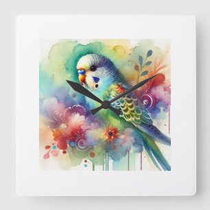 Reloj Cuadrado Parakeet in Watercolors 130724AREF104 - Watercolor