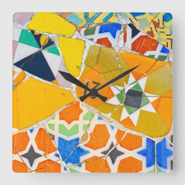 Reloj Cuadrado Parc Guell Ceramic Tiles in Barcelona Spain (Anverso)