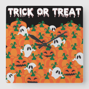 Reloj Cuadrado Parche Halloween Ghosts Haunted Pumpkin