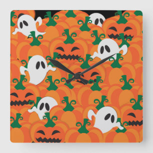 Reloj Cuadrado Parche Halloween Ghosts Haunted Pumpkin
