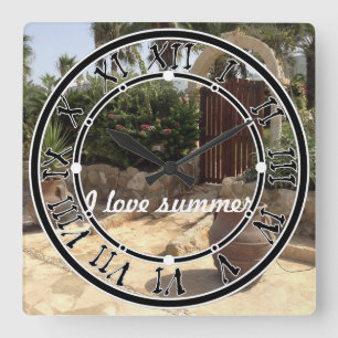 Reloj Cuadrado Parches de paisaje de verano personalizados person