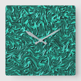 Reloj Cuadrado Parece verde jade texturado en la pared