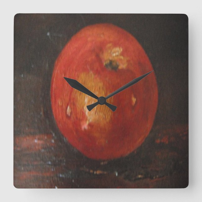 Reloj Cuadrado Pared Clock Ann Hayes Pintando Apple (Anverso)