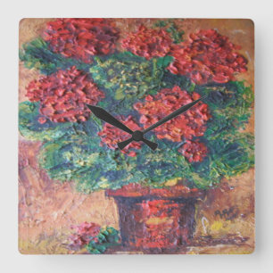 Reloj Cuadrado Pared Clock Ann Hayes Pintando Belleza Roja
