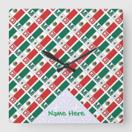 Reloj Cuadrado Pared Cuadrada Personalizada con Azulejos de Méxic