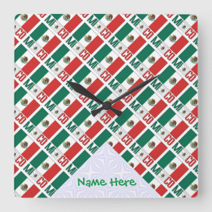 Reloj Cuadrado Pared Cuadrada Personalizada con Azulejos de Méxic