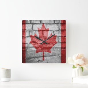 Reloj Cuadrado Pared de bandera de Canadá