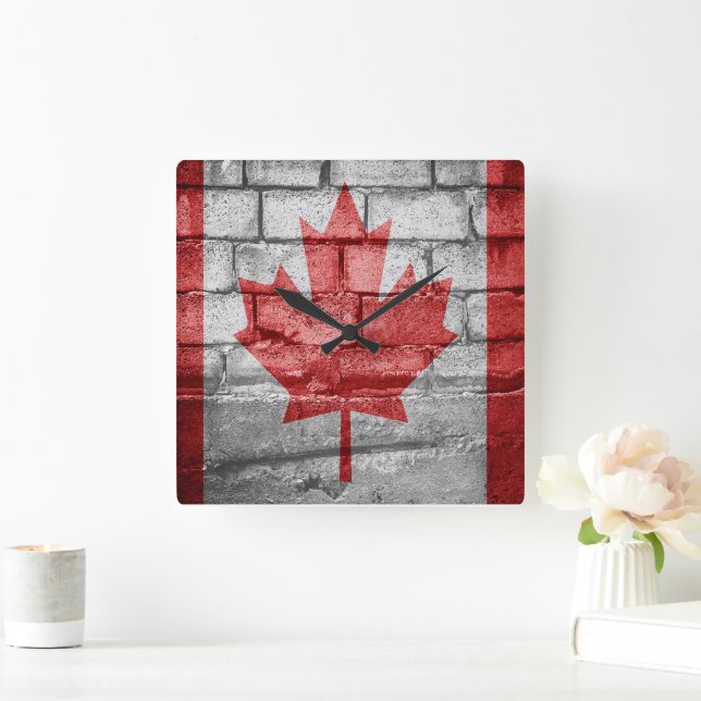 Reloj Cuadrado Pared de bandera de Canadá (Hogar)