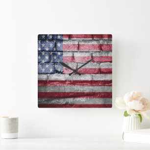 Reloj Cuadrado pared de la bandera de Estados Unidos