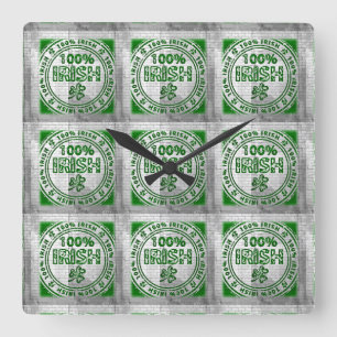 Reloj Cuadrado Pared de la pintada del irlandés del 100%