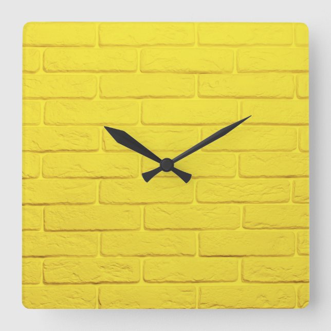 Reloj Cuadrado pared de ladrillo amarillo (Anverso)