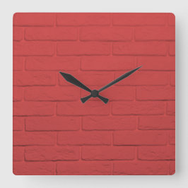 Reloj Cuadrado pared de ladrillo rojo