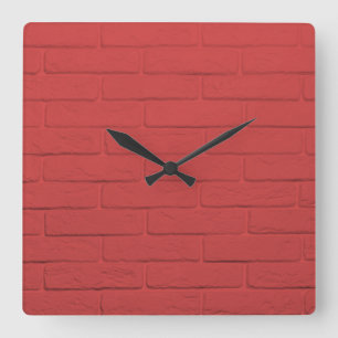 Reloj Cuadrado pared de ladrillo rojo
