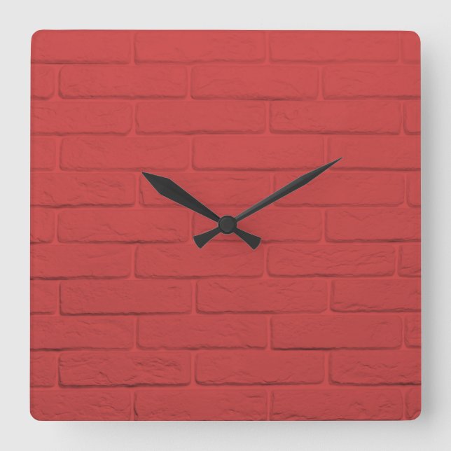 Reloj Cuadrado pared de ladrillo rojo (Anverso)