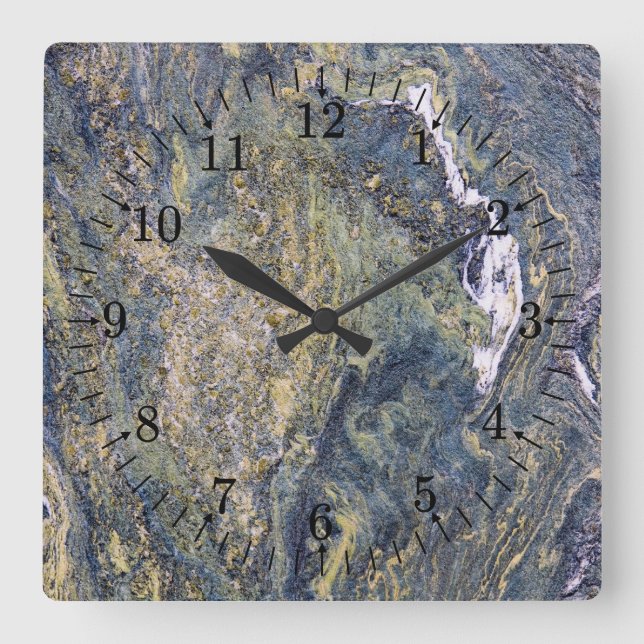 Reloj Cuadrado Pared de mármol áspera (Anverso)