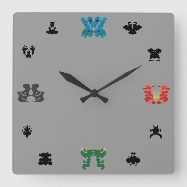 Reloj Cuadrado Pared-Reloj de Rorschach (Anverso)