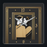 Reloj Cuadrado pareja Art Deco<br><div class="desc">Gran diseño de reloj. Te encantará como a otros. Tenga la libertad de usar este diseño para otro producto que desee o para el personalizar y agregue su texto. Sígueme por más. Gracias. Que tengas un buen día.</div>