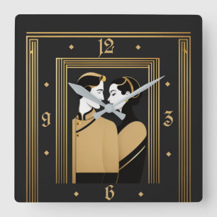 Reloj Cuadrado pareja Art Deco