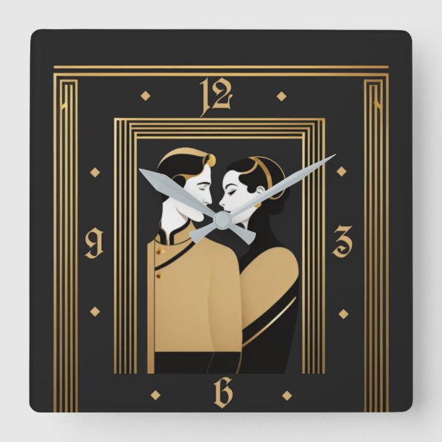 Reloj Cuadrado pareja Art Deco (Anverso)