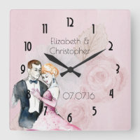 Pareja De Bodas Vintage En Rosas Rosa Personalizad