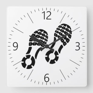 Reloj Cuadrado Pareja de huellas deportivas