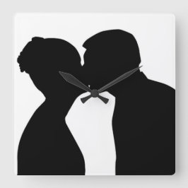 RELOJ CUADRADO PAREJA DE KISSING