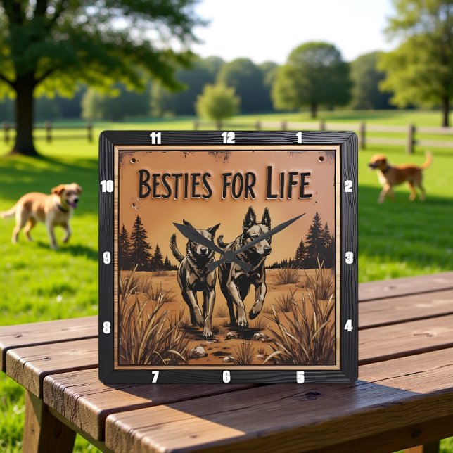 Reloj Cuadrado Pareja de Perros Grabados Campo Outback (Subido por el creador)
