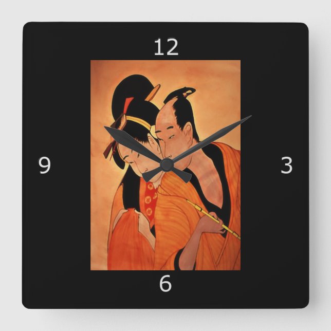Reloj Cuadrado Pareja japonesa (Anverso)