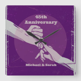 Reloj Cuadrado Pareja romántica de aniversario personalizada con