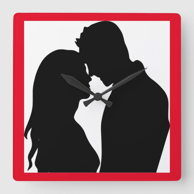 RELOJ CUADRADO PAREJA ROMÁNTICA SILHOUETTE (Anverso)
