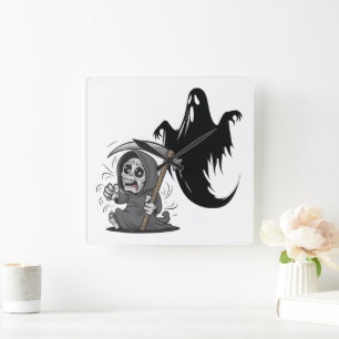 Reloj Cuadrado Pareja y fantasma espantados.