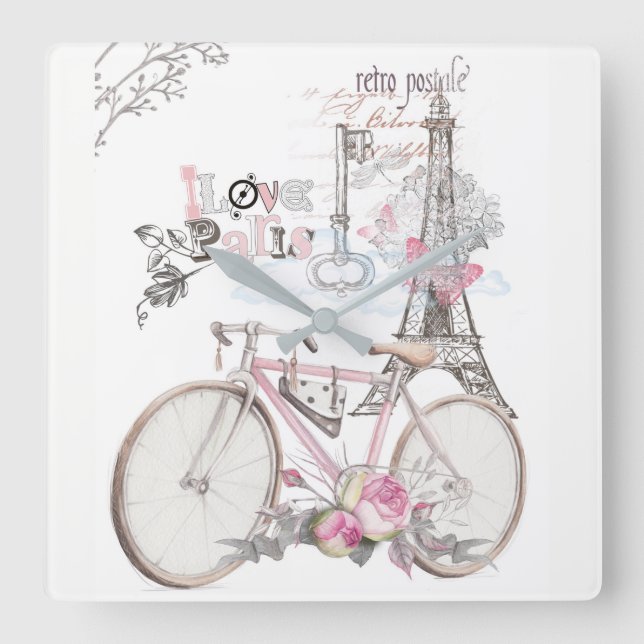 Reloj Cuadrado París en vintage rosado (Anverso)