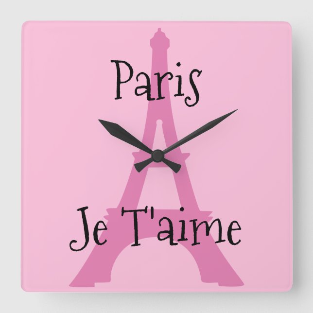 Reloj Cuadrado Paris Je t'aime (Anverso)