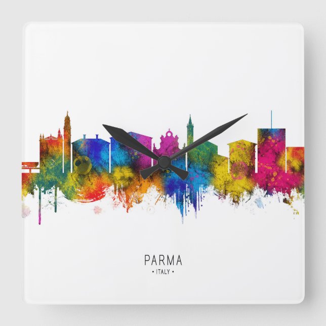 Reloj Cuadrado       Parma Italy Skyline (Anverso)