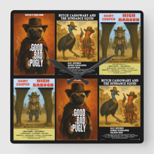 Reloj Cuadrado Parodia de cartel de película western