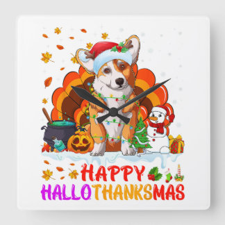 Reloj Cuadrado Parodia divertida de gatos de bruja de Halloween h