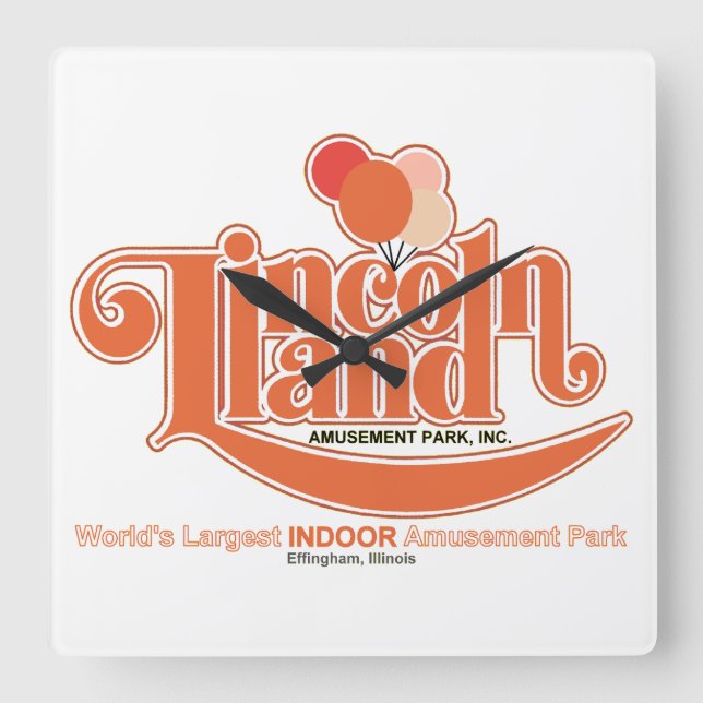 Reloj Cuadrado Parque de atracciones Lincoln Land, Effingham, IL (Anverso)