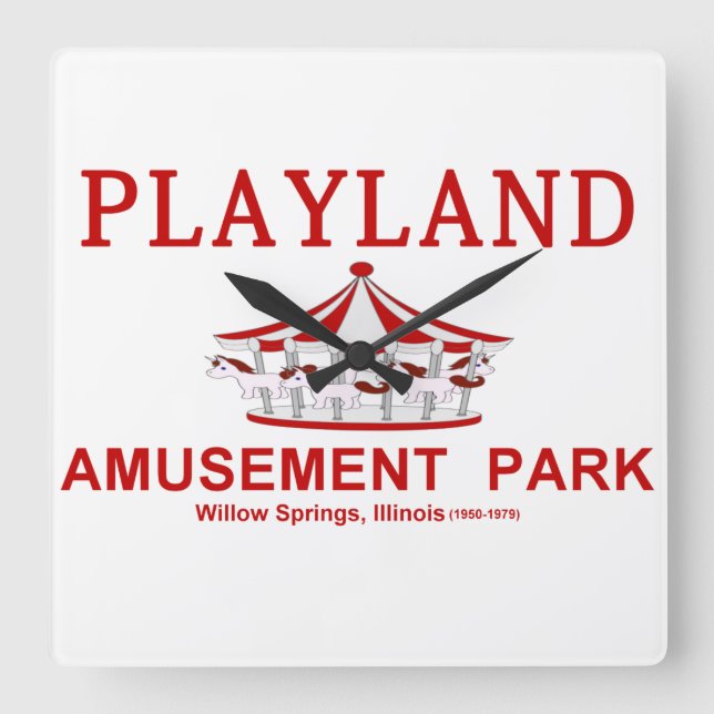 Reloj Cuadrado Parque de atracciones Playland, Willow Springs, IL (Anverso)