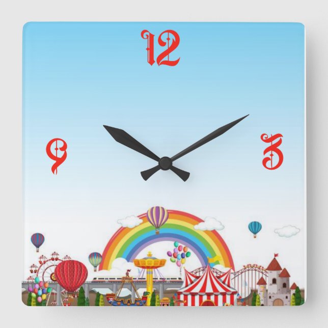 Reloj Cuadrado Parque de diversiones (Anverso)