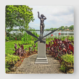 Reloj Cuadrado Parque FL del invierno de los jardines de la