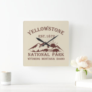 Reloj Cuadrado Parque Nacional Yellowstone Vintage