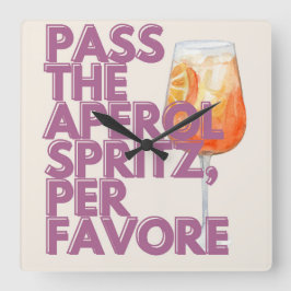 Reloj Cuadrado Pasar la impresión de Aperol Spritz | Cóctel itali