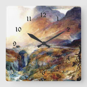 Reloj Cuadrado Pase en Glencoe, pintura artística fina de Escoci