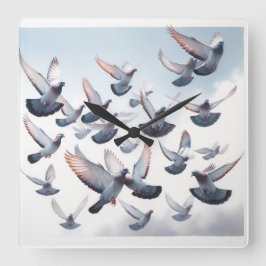 Reloj Cuadrado Passenger Pigeons in Flight REF268 - Watercolor