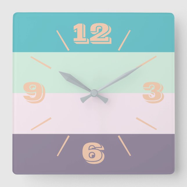 Reloj Cuadrado Pastel colorido (Anverso)