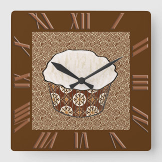Reloj Cuadrado Pastel de coco, fondo japonés de batir