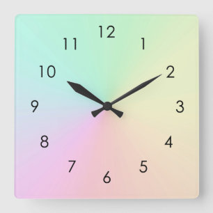 Reloj Cuadrado Pastel de degradado silenciado Ombre Arcoiris