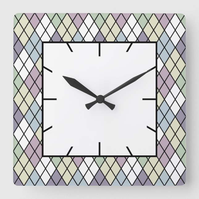 Reloj Cuadrado Pastel Diamonds Argyle (Anverso)
