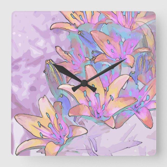 Reloj Cuadrado Pastel Lily Love (Anverso)